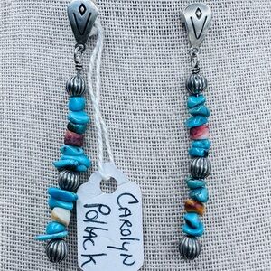 Carolyn Pollack Relios 925 Sterling Silver Turquoise Beaded Dangle Earrings, 2”